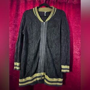 Vintage Free People Varsity/Lace Knit Sweater